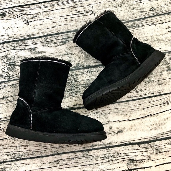 UGG⚡️Authentic Black Sherpa Suede Boots_7/7.5 - Picture 6 of 10